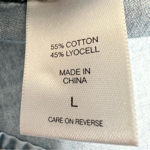 NEW YORK & COMPANY Long Sleeve Snap Button Chambray Denim Shirt Dress Size L - Picture 15 of 16